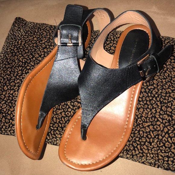Tommy Hilfiger Shoes - Tommy Hilfiger Black Leather Sandals Size 8 1/2